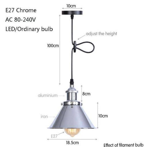 Suspension design à LED avec abat-jour en métal coloré Loft Industriel - vue 8 sur 14