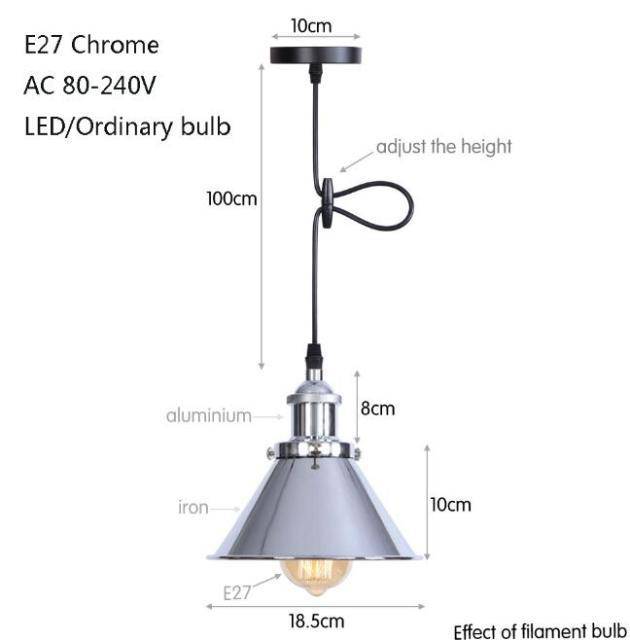 pendant light LED design with lampshade colored metal Loft Industrial