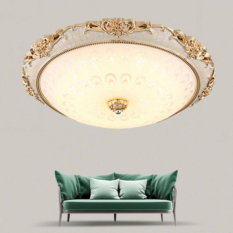 Plafonnier LED en acrylique rond avec dorures