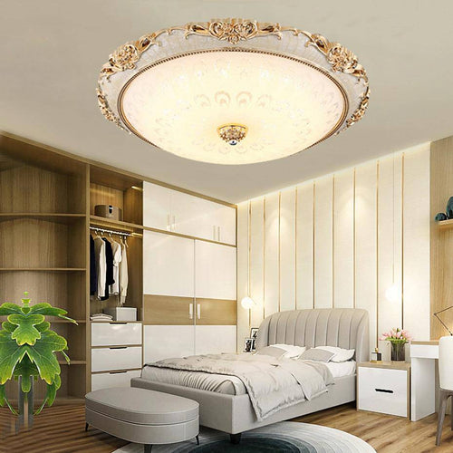 Round acrylic LED ceiling light with gold plating