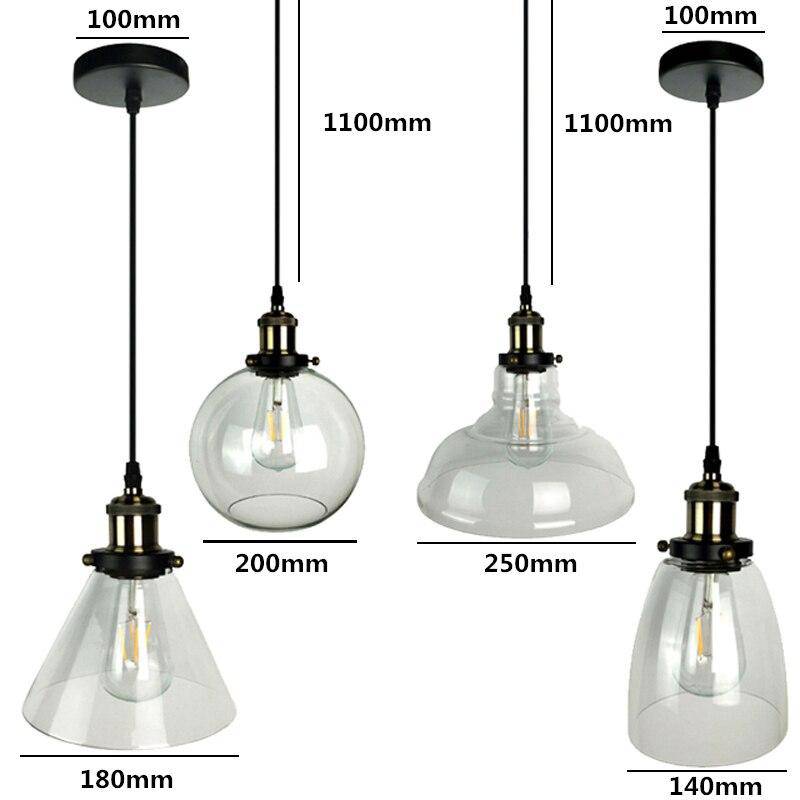 pendant light modern black LED with lampshade glass Loft