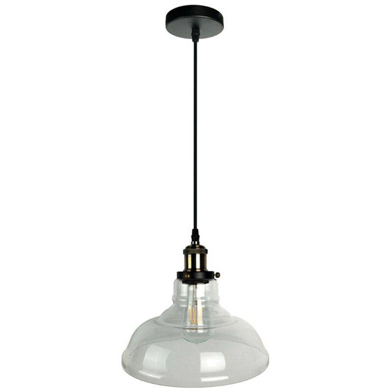 Suspension moderne LED noir avec abat-jour en verre Loft