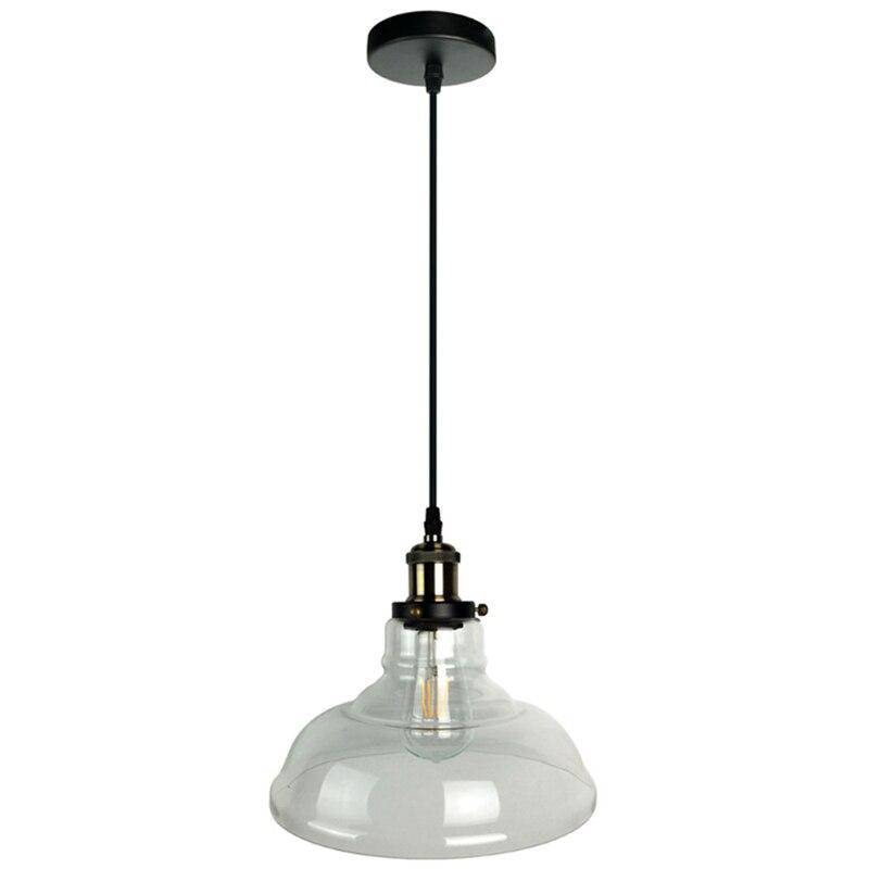 Lámpara de suspensión LED negro moderno con pantalla de cristal Loft
