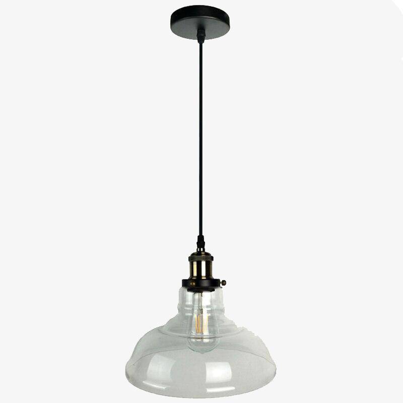Lámpara de suspensión LED negro moderno con pantalla de cristal Loft