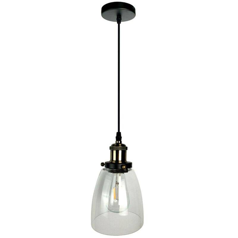 Suspension moderne LED noir avec abat-jour en verre Loft