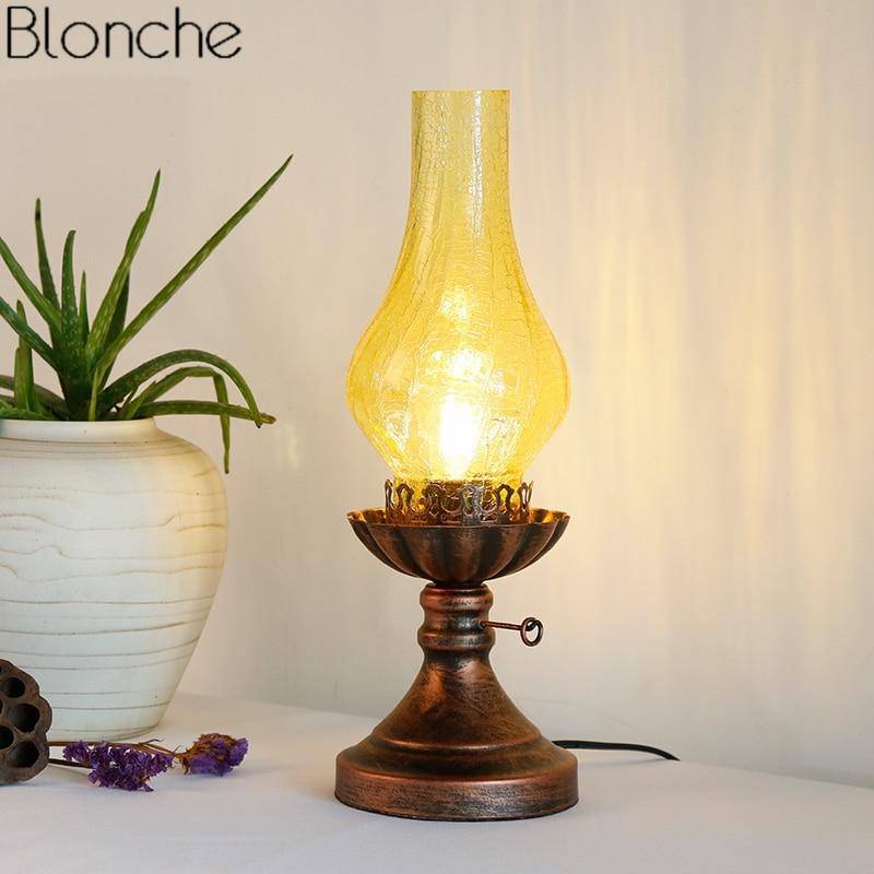 Vintage metal table lamp and retro bulb Mona