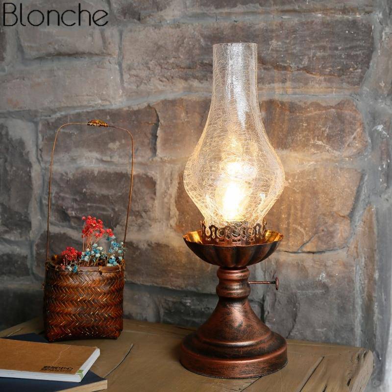 Vintage metal table lamp and retro bulb Mona