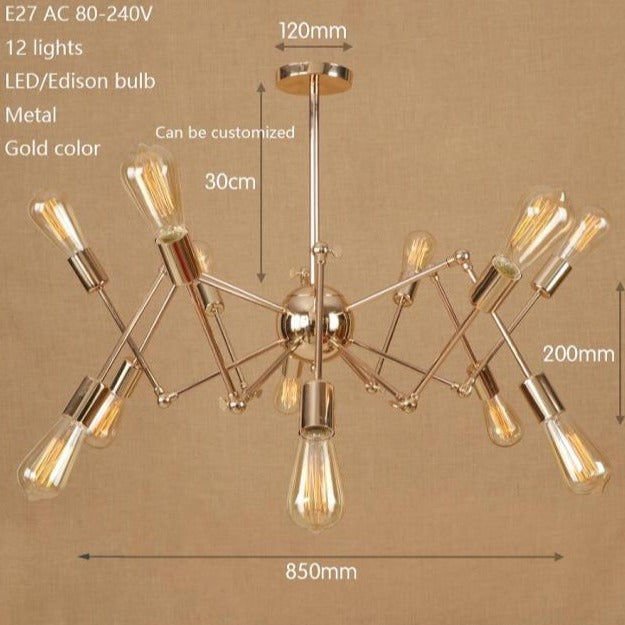 Lustre moderne LED style araignée métallique réglable Makari