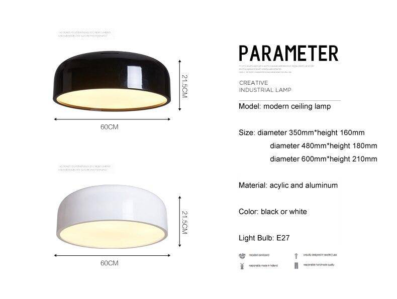 Plafonnier design arrondi LED laqué Round