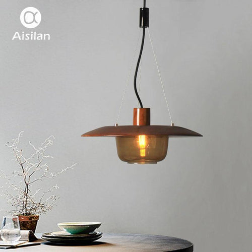 Lámpara de suspensión LED design en madera y cristal Cristal