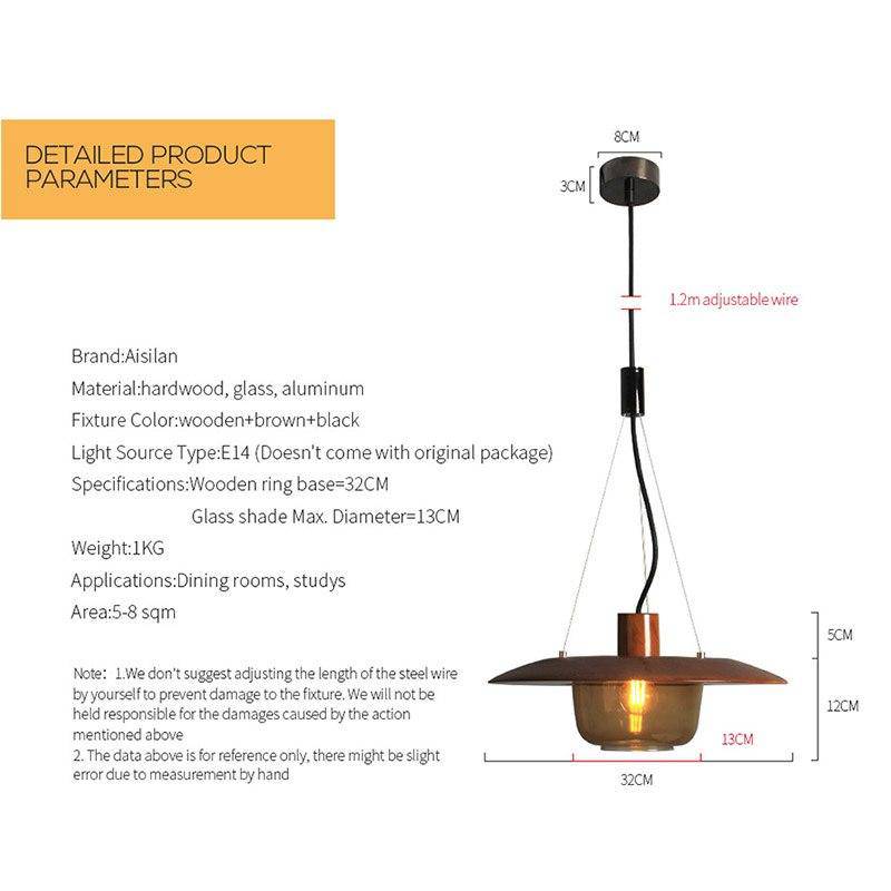 Suspension LED design en bois et verre Glass - vue 6 sur 6