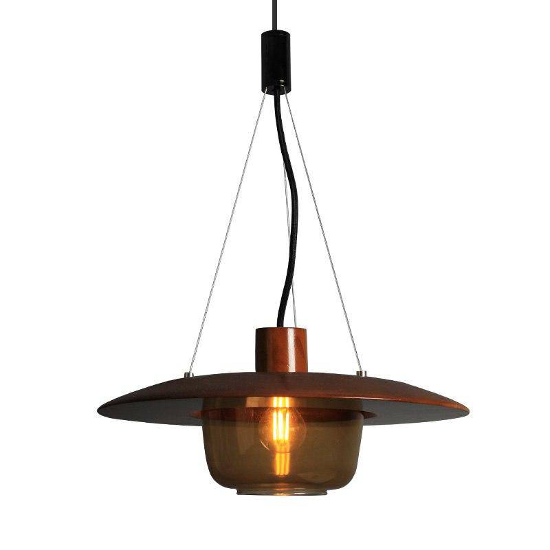 pendant light LED wood and glass design Glass