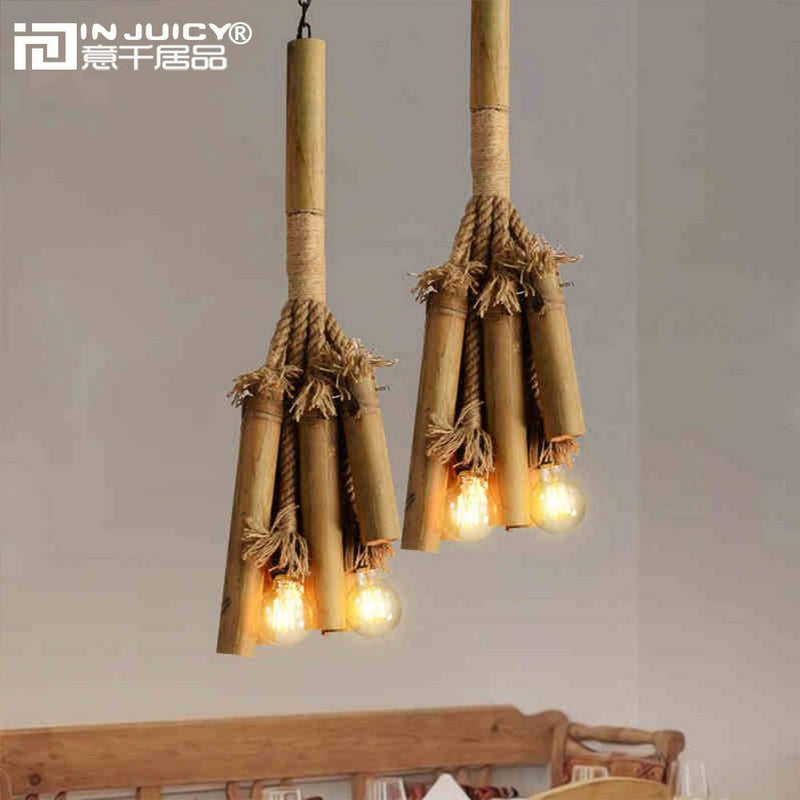 Lámpara de suspensión Dinamitas de cáñamo de bambú