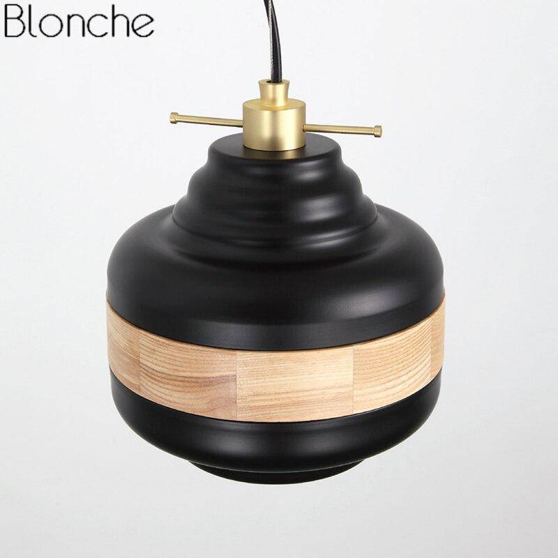 pendant light modern black LED and country wood band