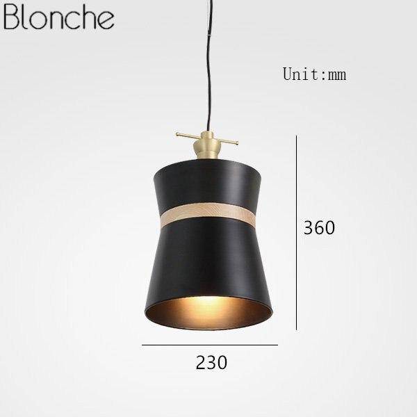 pendant light modern black LED and country wood band