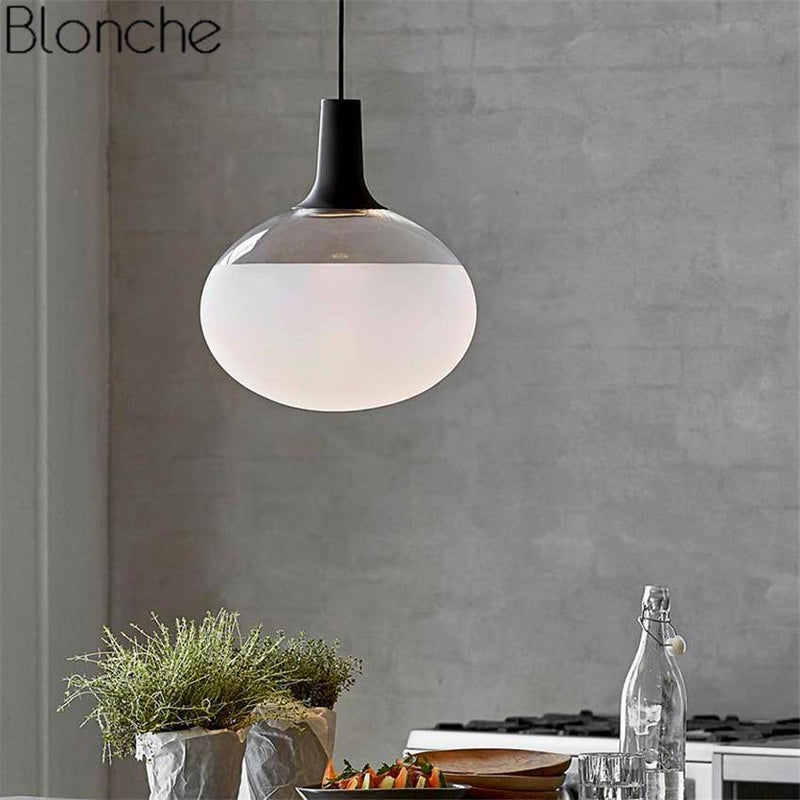 Suspension design ovale en verre à LED Oval