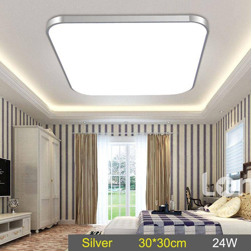 Square LED ceiling light with rounded edges in chrome Energy