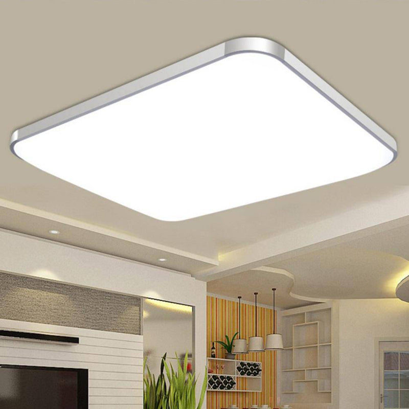 Square LED ceiling light with rounded edges in chrome Energy