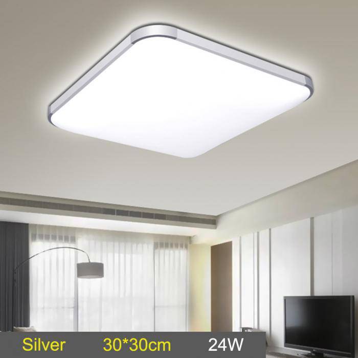 Square LED ceiling light with rounded edges in chrome Energy