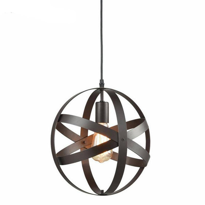 pendant light Vintage black rounded metal cage