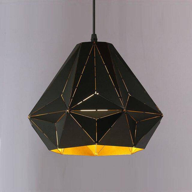 pendant light rustic black polygonal Perforation