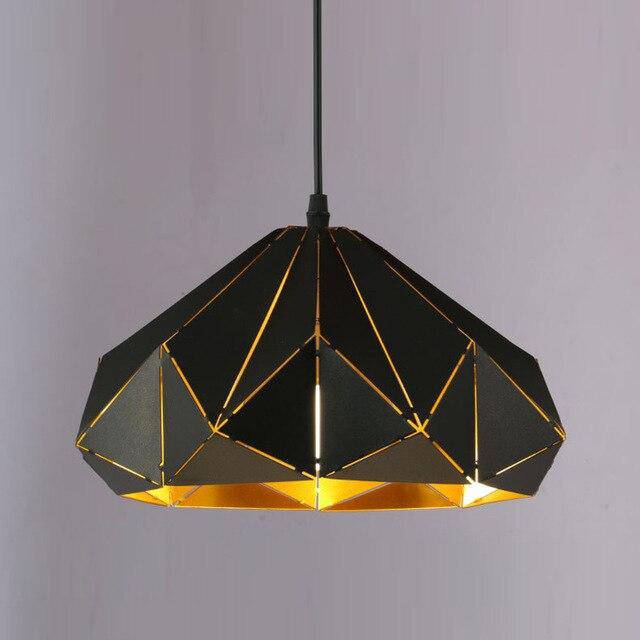 pendant light rustic black polygonal Perforation