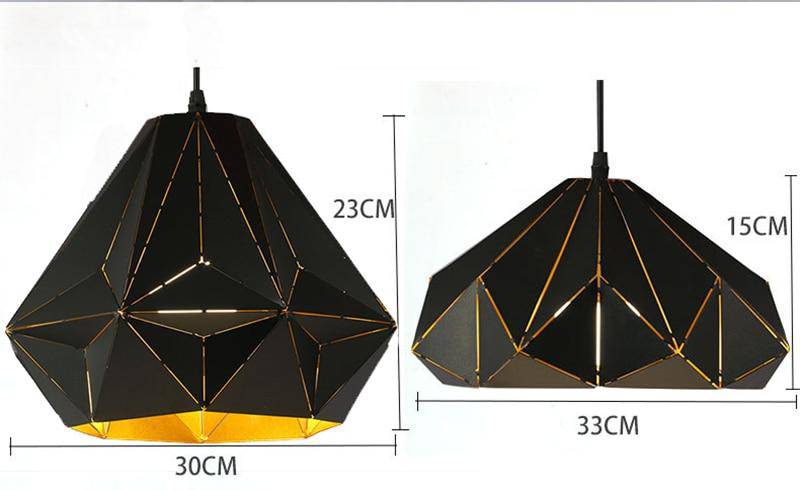 pendant light rustic black polygonal Perforation