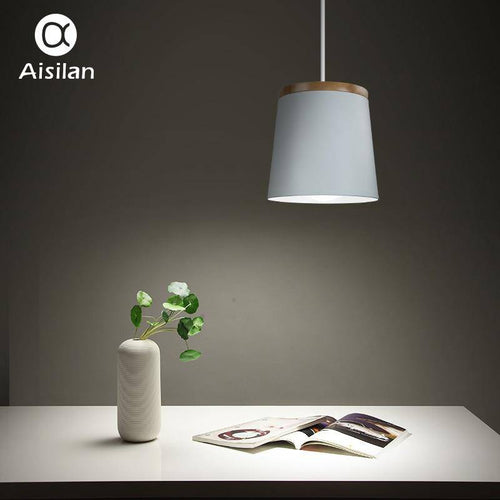 pendant light design wood and white metal Aisilan