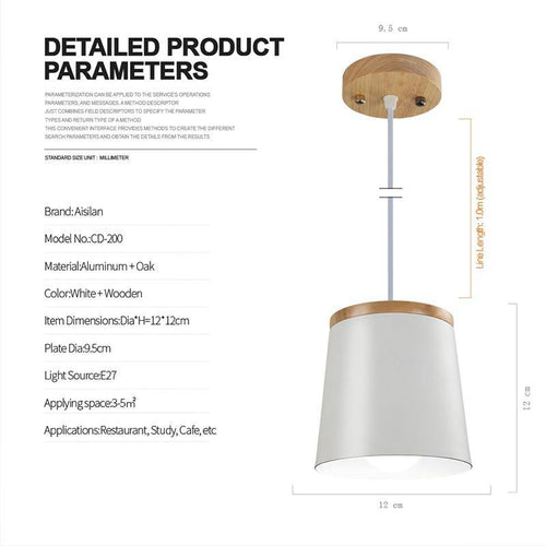 Suspension design bois et métal blanc Aisilan