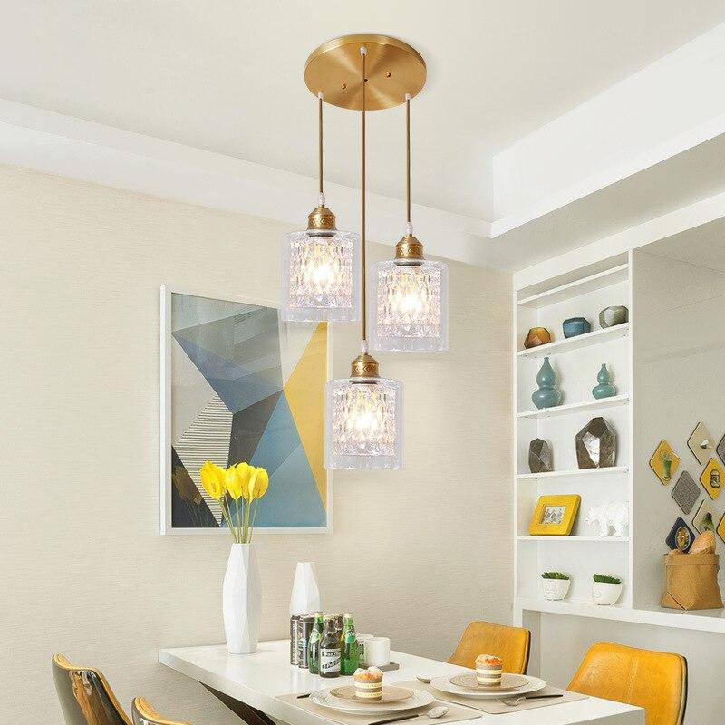 pendant light gold LED design with crystal glass shades