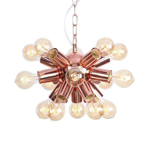 LED design chandelier in pink gold metal with several Fly lamps