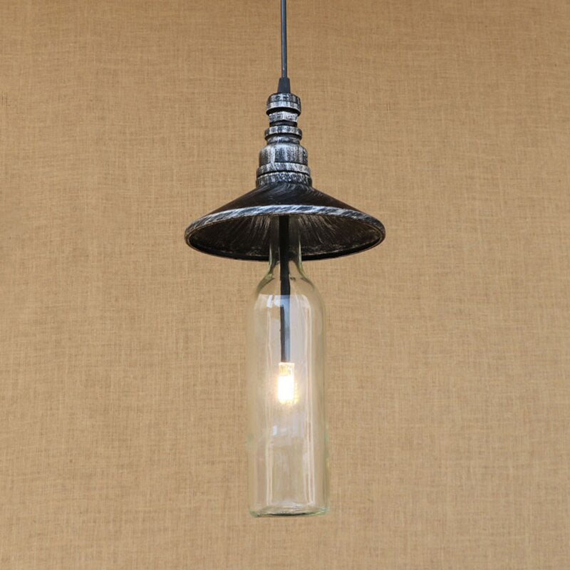 Lámpara de suspensión Botella de vidrio industrial LED estilo Sanmarino