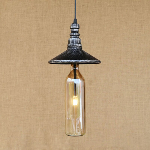 Suspension industrielle LED style bouteille en verre Sanmarino