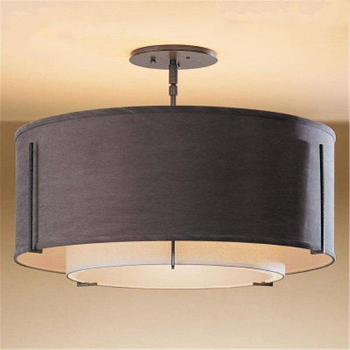 Plafonnier cercle en tissu bicolore