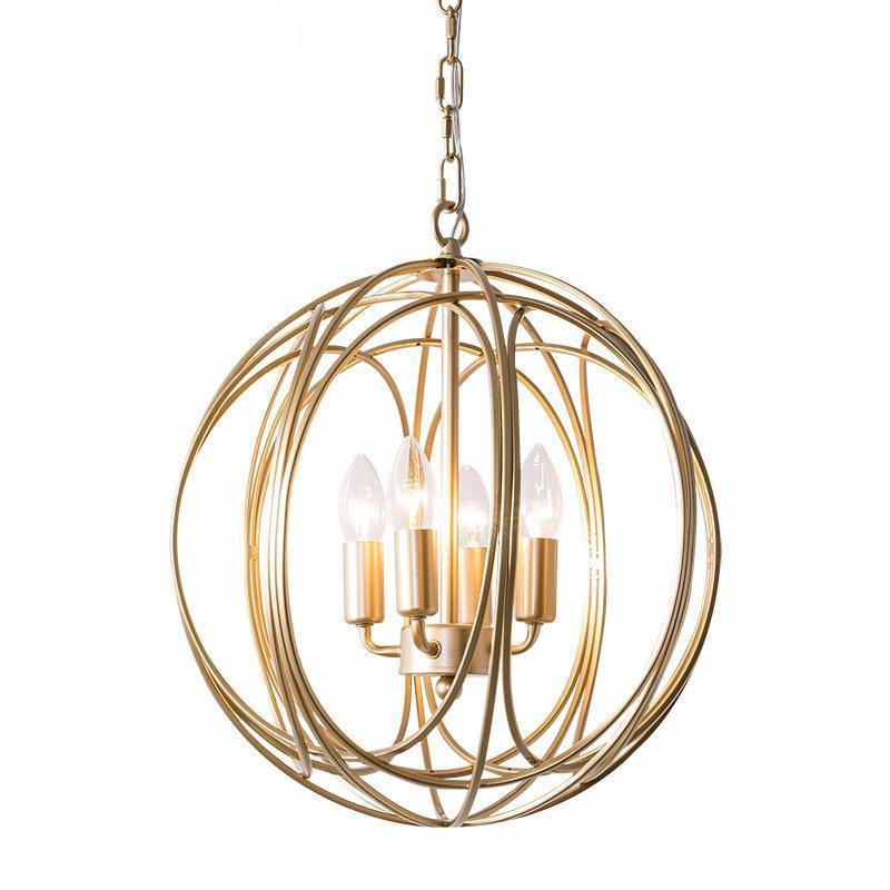 pendant light gold-plated spherical cage Country