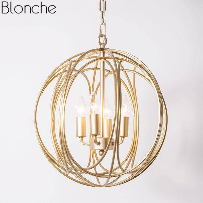 pendant light gold-plated spherical cage Country