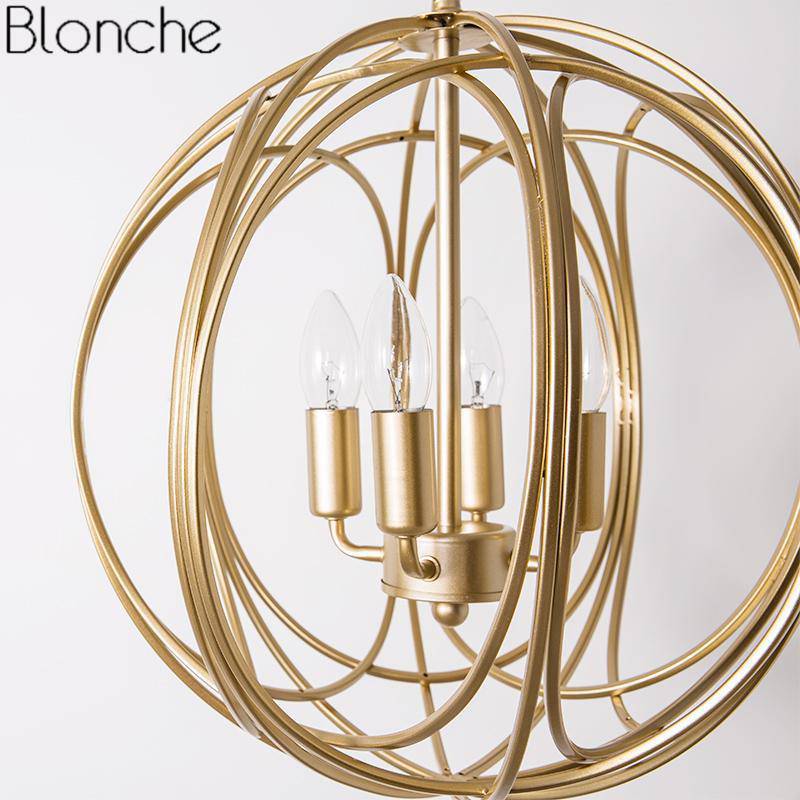 pendant light gold-plated spherical cage Country