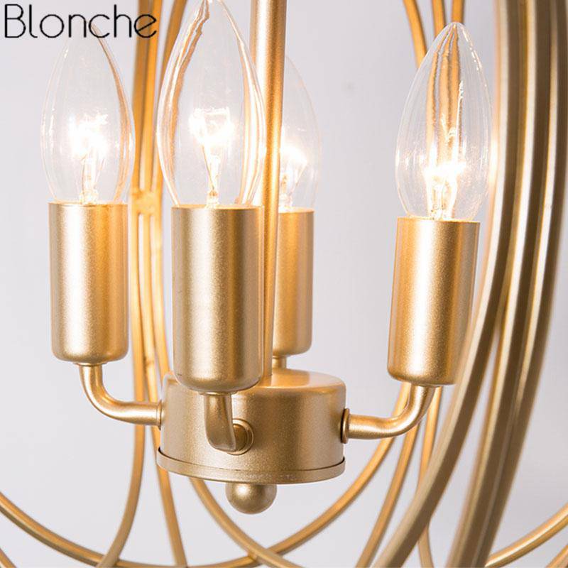 pendant light gold-plated spherical cage Country