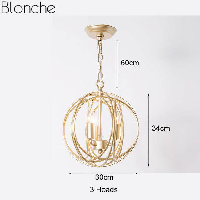 pendant light gold-plated spherical cage Country