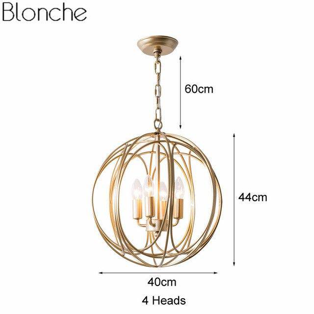pendant light gold-plated spherical cage Country