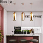 Suspension design en verre et métal rose gold Loft