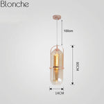 Suspension design en verre et métal rose gold Loft