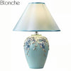 Lampe de chevet à poser avec abat-jour et base fleuri colorée