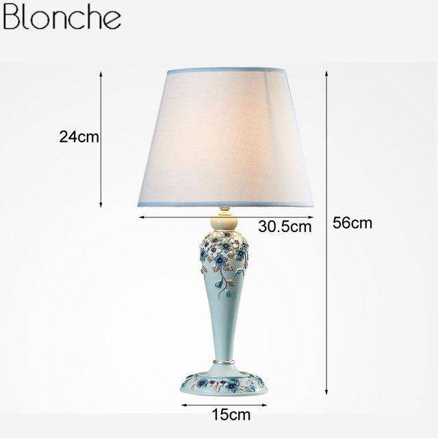 Lampe de chevet à poser avec abat-jour et base fleuri colorée