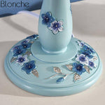 Lampe de chevet à poser avec abat-jour et base fleuri colorée