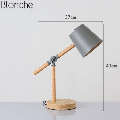 Lampe à poser en bois ajustable avec abat-jour coloré - vue 8 sur 10
