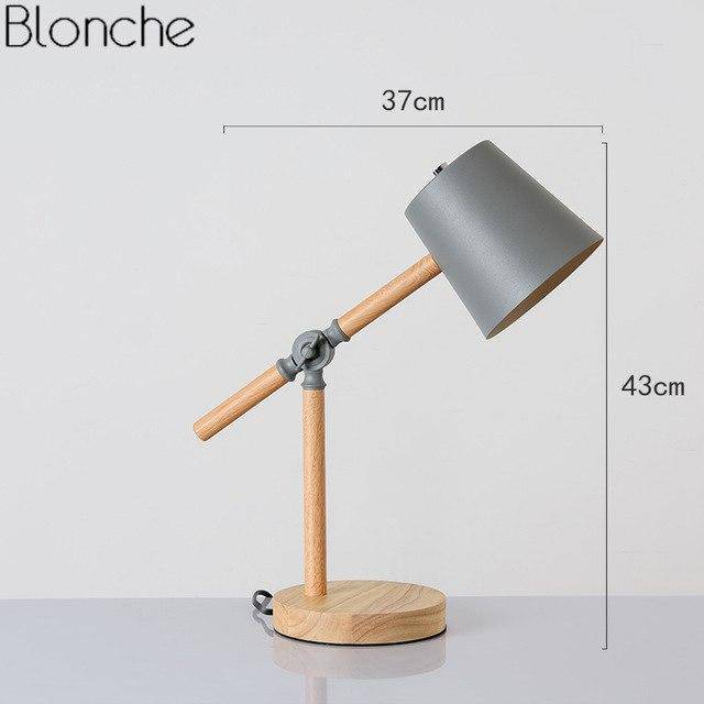 Lampe à poser en bois ajustable avec abat-jour coloré - vue 7 sur 10