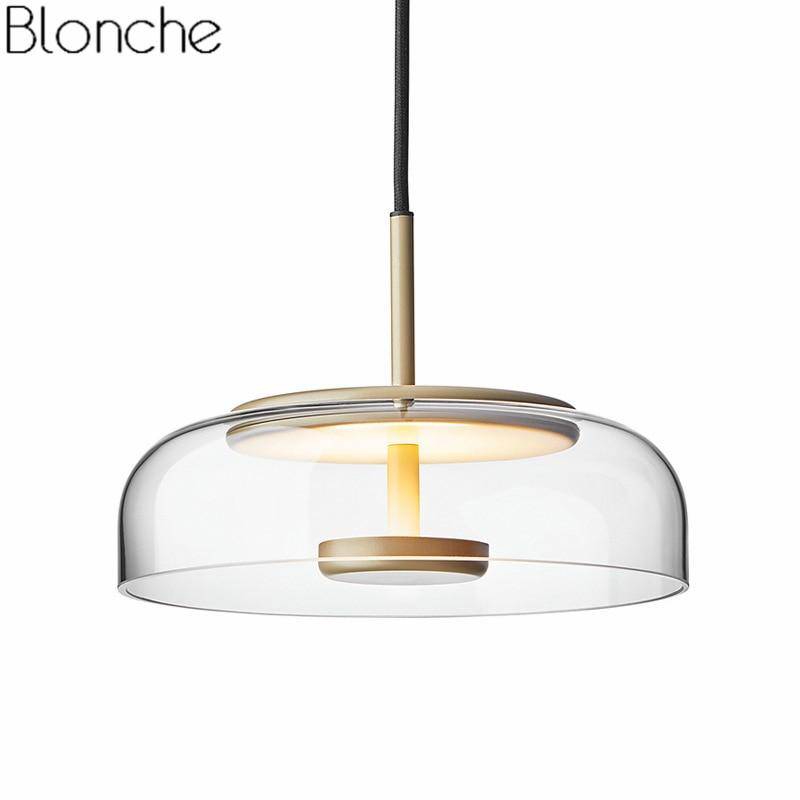 Suspension design LED avec abat-jour en verre Clear