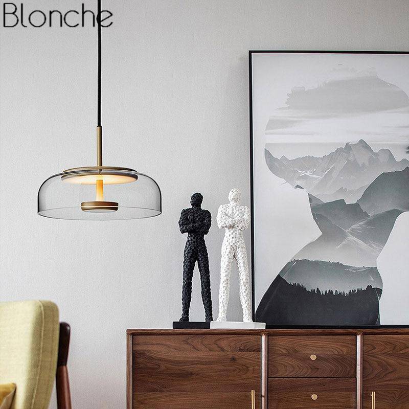 Suspension design LED avec abat-jour en verre Clear