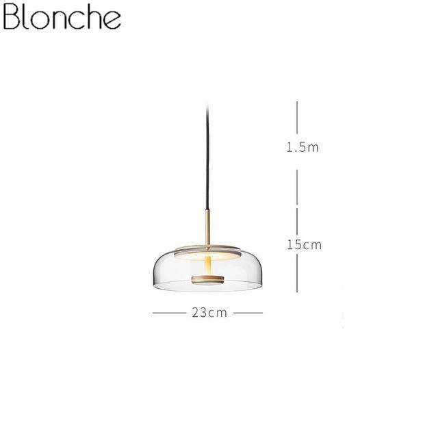 Suspension design LED avec abat-jour en verre Clear